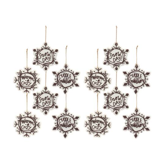 12 Pack Snowflake Sentiment Ornaments